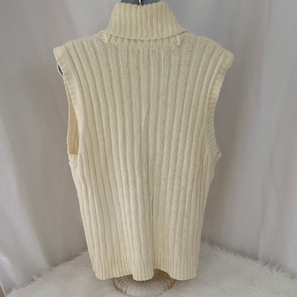 Vintage Chaps Cream Sleevles Cardiagan Sweater Vest Size XL - Picture 4 of 5